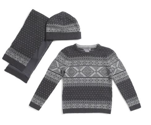 A matching set of outerwear and this sweater will make any boy happy and warm